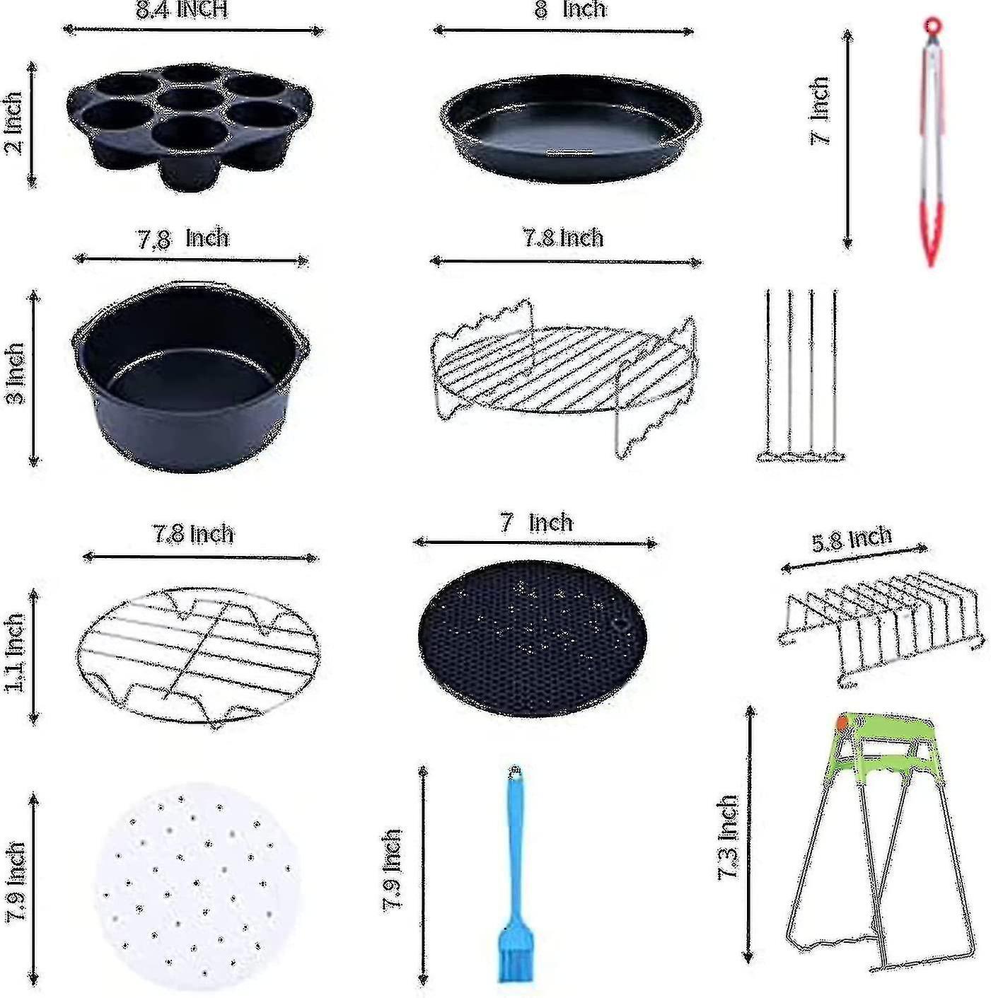 Air Fryer Accessories (15 Sets +20 Cookbook) -8 Inch， The Air Fryer Accessories， Suitable For 4.2-6.