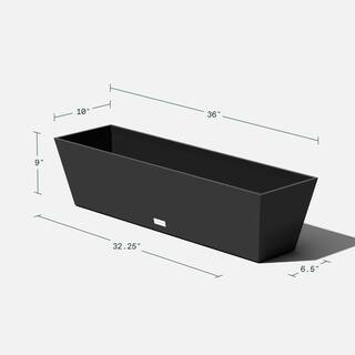 Veradek 9 in. x 36 in. Black Plastic Window Box (2-Pack) WBV36B-2PK