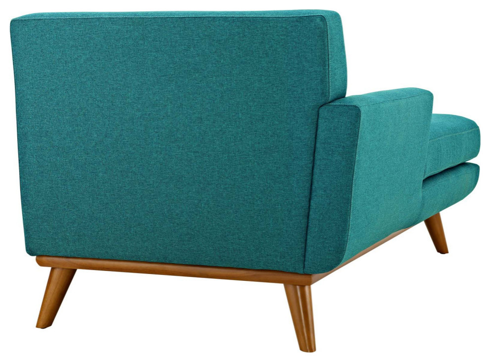 Gianni Teal Left Facing Upholstered Fabric Chaise   Midcentury   Indoor Chaise Lounge Chairs   by Love Sofa  Houzz