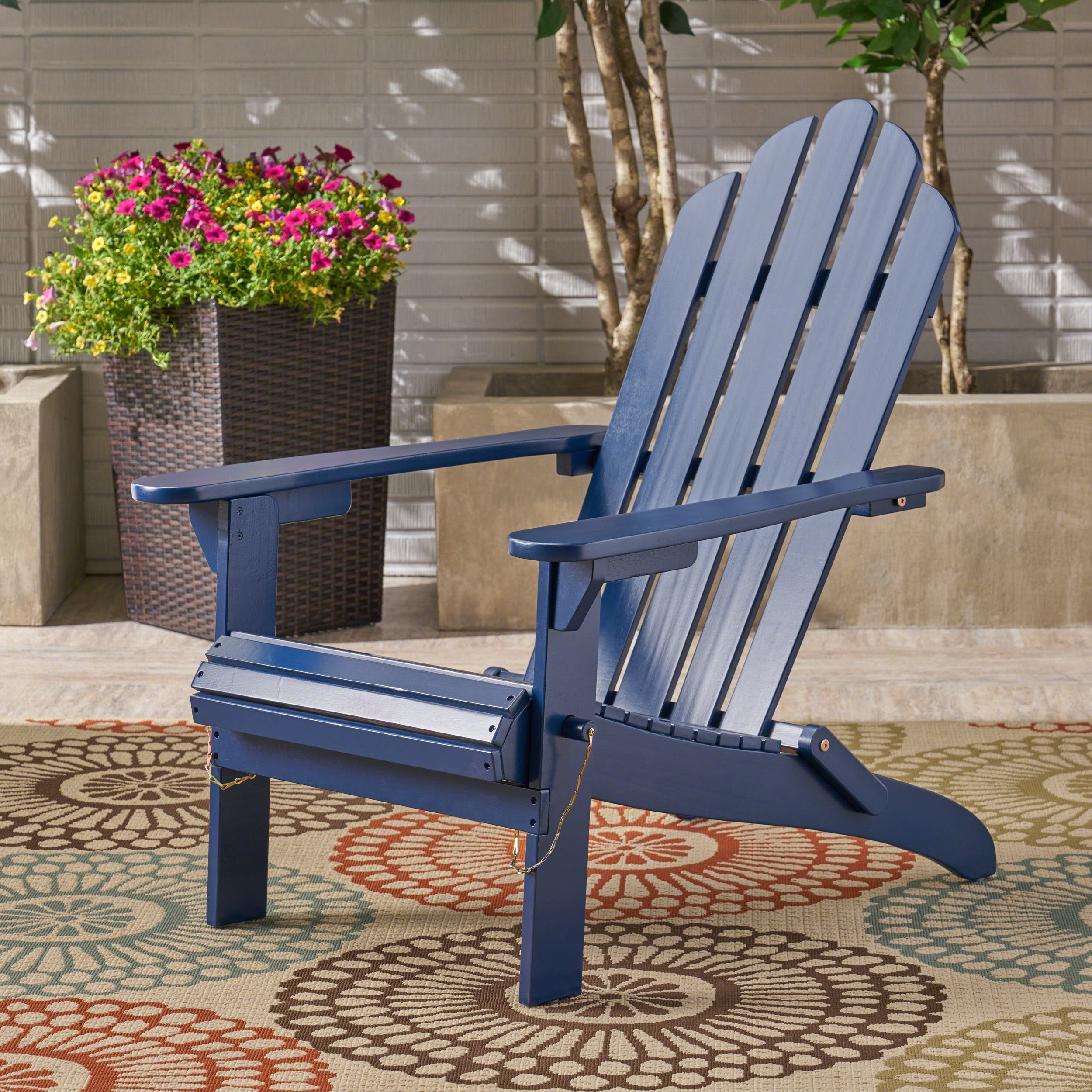 Cara Outdoor Acacia Wood Folding Adirondack Chair