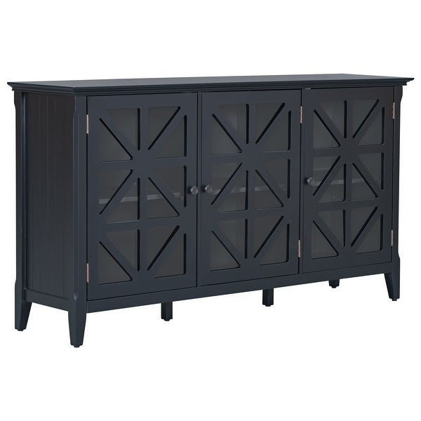 Black 3-Doors Entryway Console Table with Adjustable Shelves