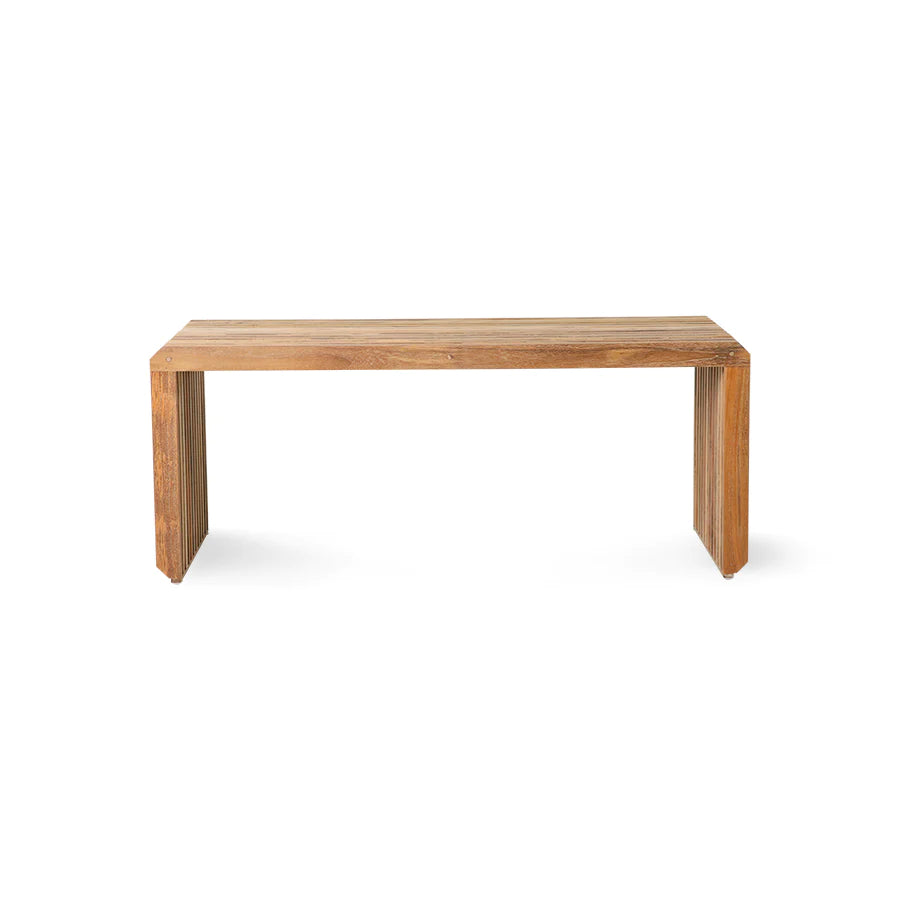 Slatted teak wood bench M