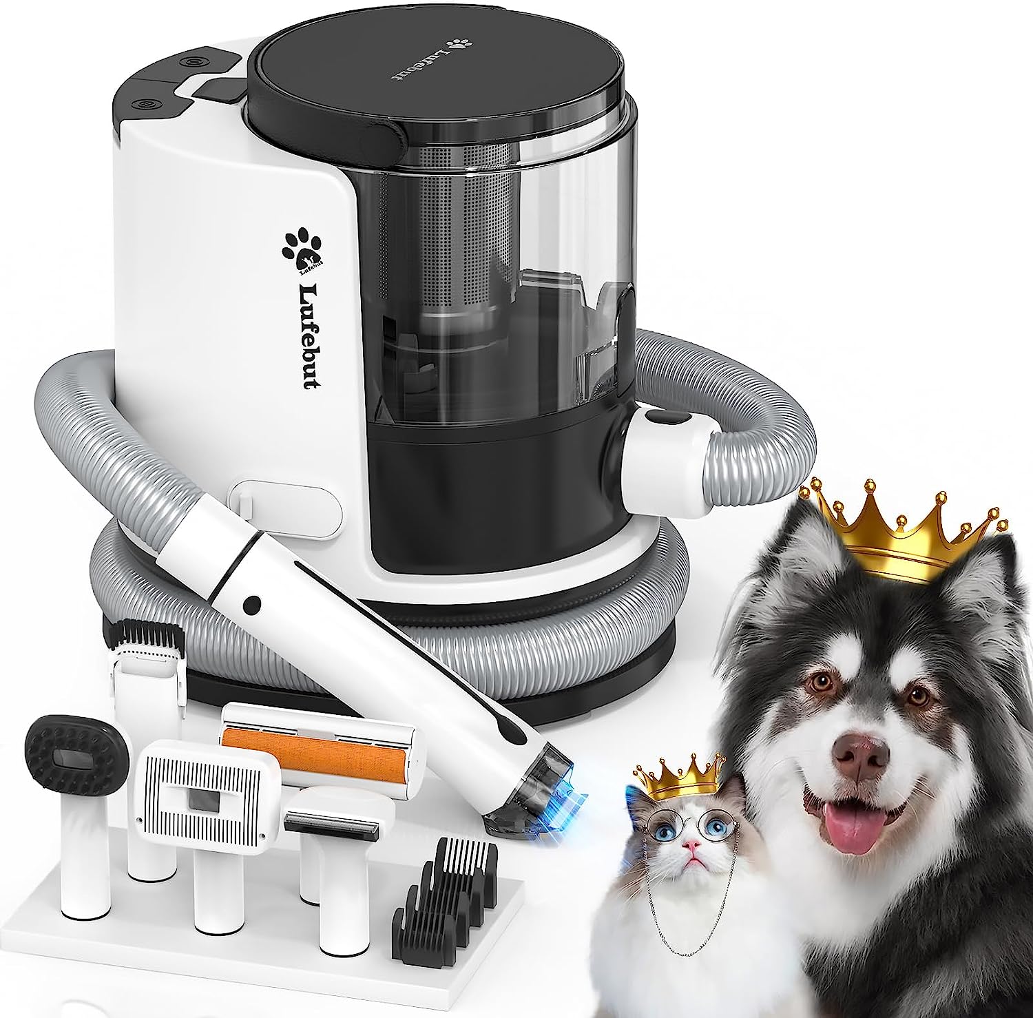 Pet Grooming Kit & Vacuum Suction 99% Pet Hair,6 in 1 Dog Grooming Vacuum Kit, 2.0L Capacity Easy Clean Dust Cup for Pet Hair,(Low Noise) Pet Shedding Grooming Tools for Dogs Cats at Home