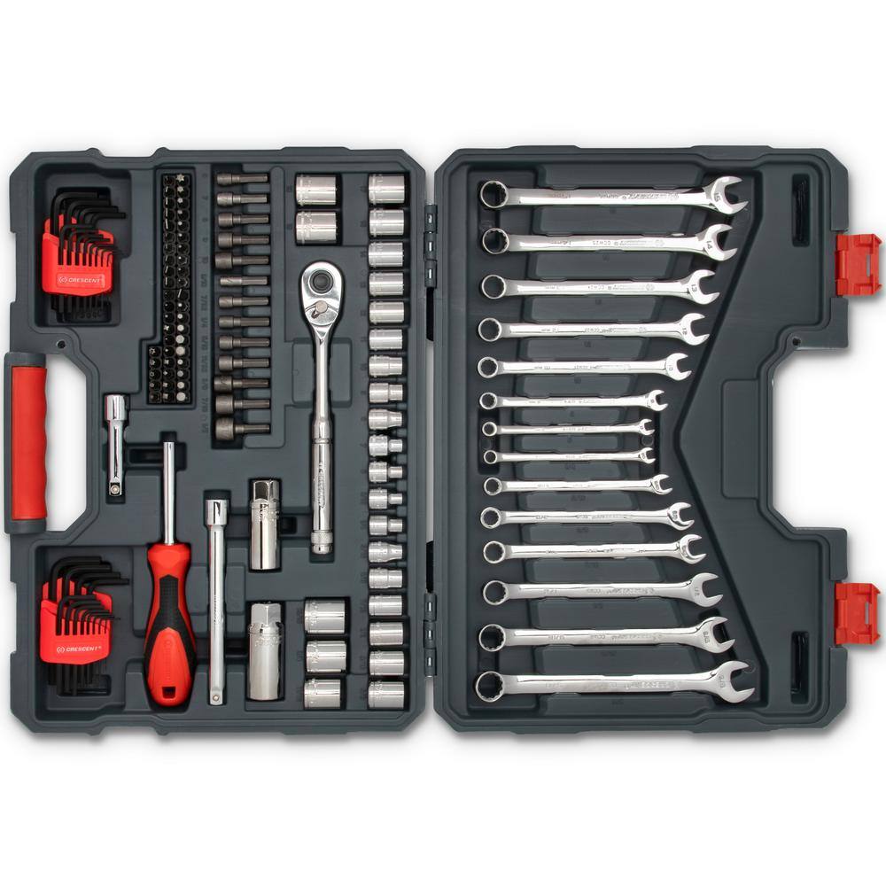 Crescent 38 in. Drive 12-Point Standard SAEMetric Mechanics Tool Set with Case (128-Piece) CTK128C