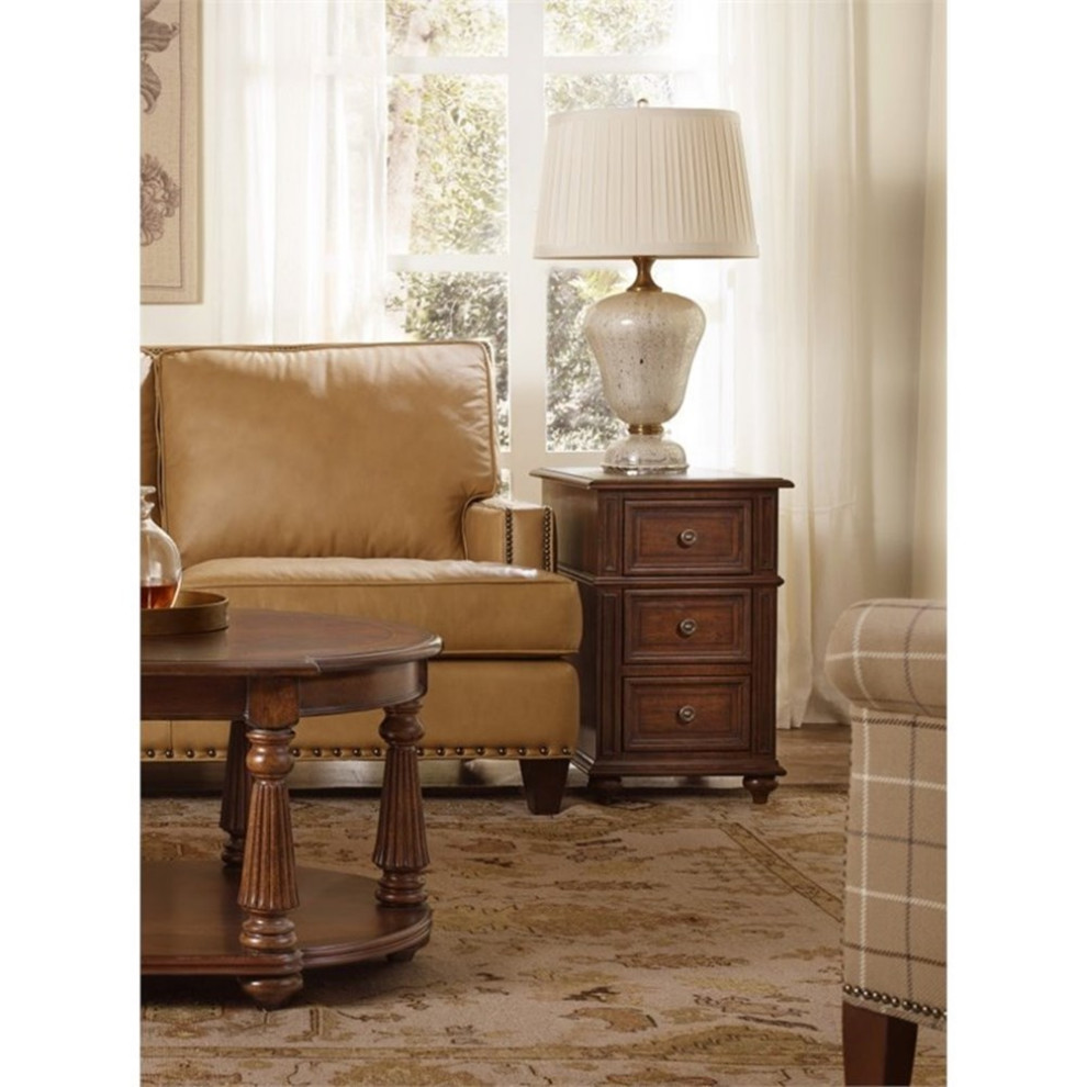 Home Square Three Drawers Wood End Table in Mahogany   Set of 2   Traditional   Side Tables And End Tables   by Homesquare  Houzz