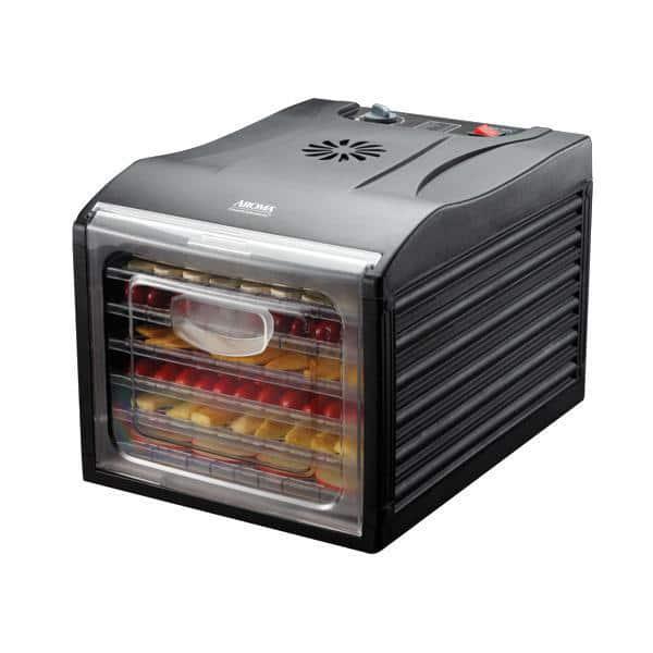 AROMA Professional 6Tray Black Food Dehydrator with Drip Tray