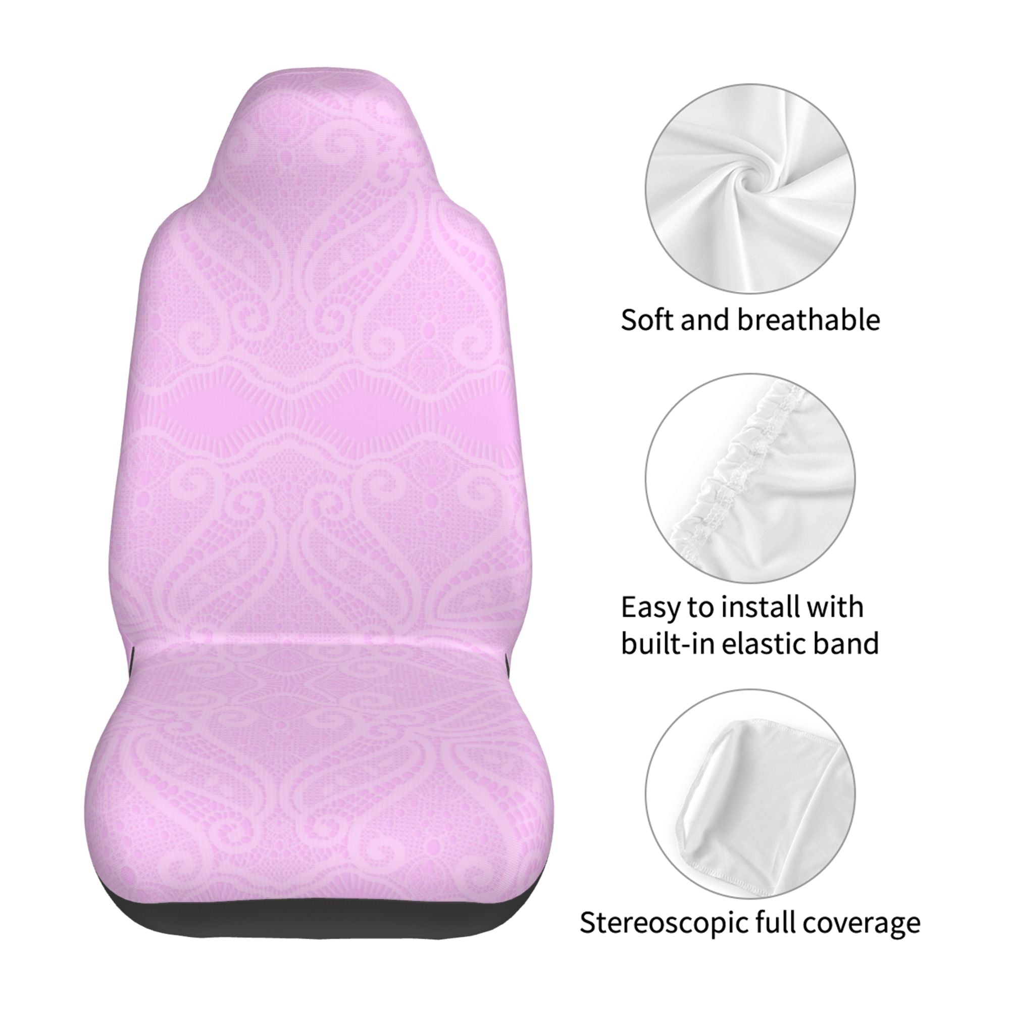 ZICANCN Car Seat Covers Front Seats Only，Pink Vintage Design Automotive Seat Covers Protectors for Cars Trucks Suv 2 Pack