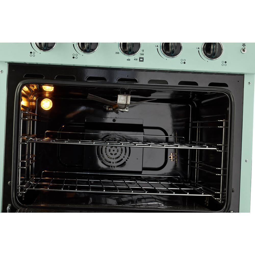 Unique Appliances Classic Retro 30 in. 3.9 cu. ft. Retro Gas Range with Convection Oven in Summer Mint Green UGP-30CR LG