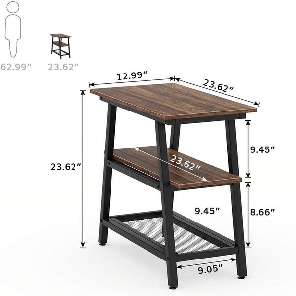 Industrial End Table Bed Side Table Storage Shelf