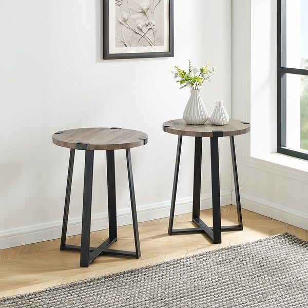 Middlebrook Designs Barnett Round Metal Wrap Side Table - Set of 2