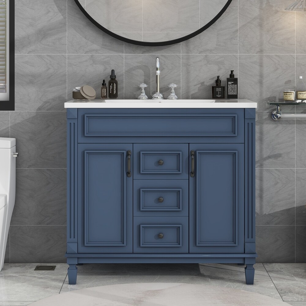 36'' Freestanding Bathroom Vanity Cabinet with Single Sink and 2 Drawers