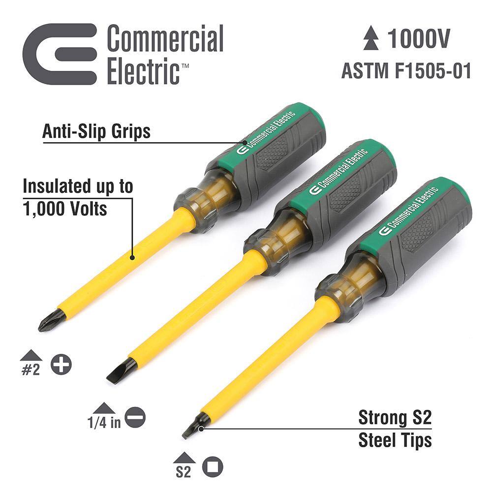 Commercial Electric 3-Pieces Insulated Screwdriver CE180434