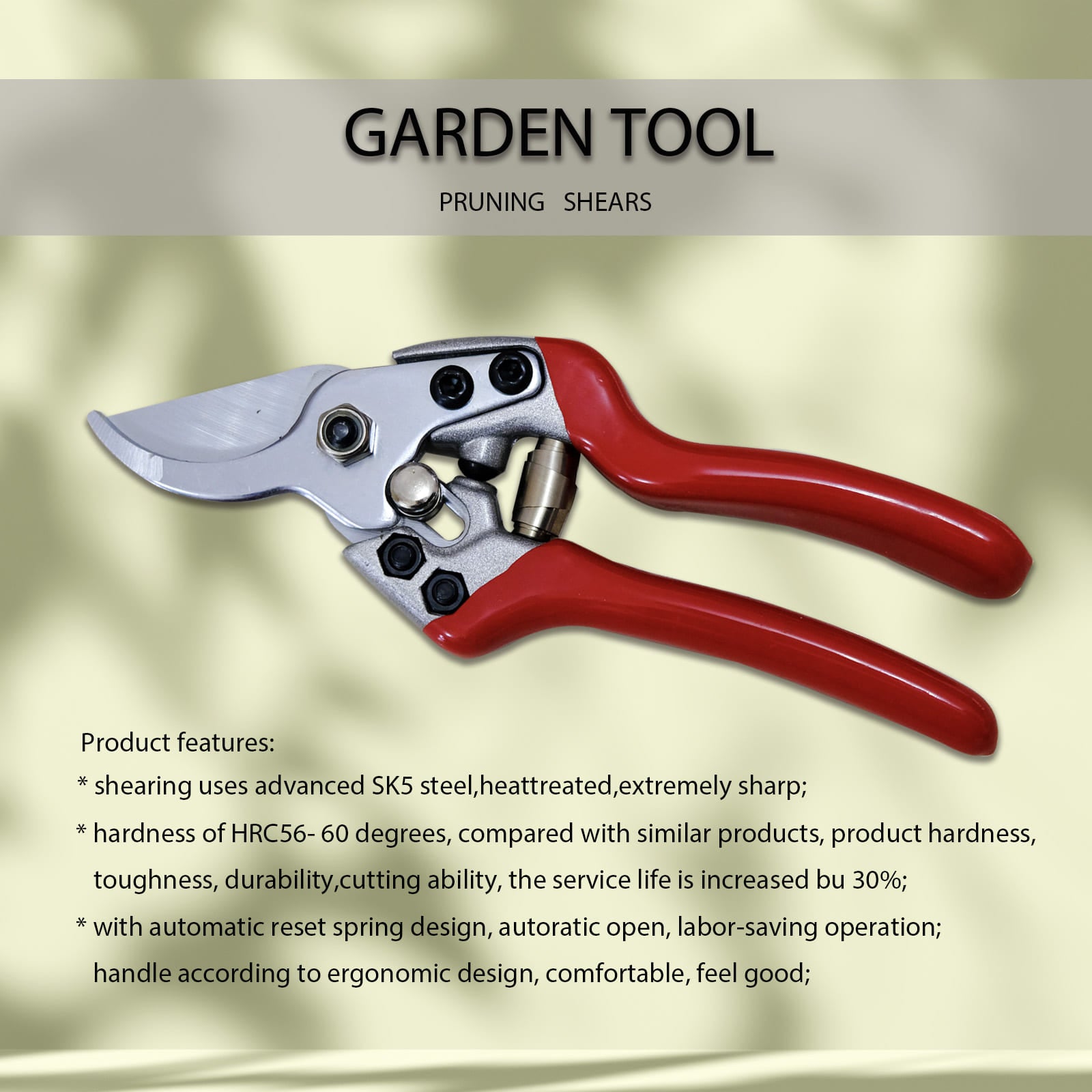 Razor Sharp Bypass Pruning Shears -Premium Hand Pruner - Gardening Shear - Garden Clippers - Secateur with Ergonomic Handles