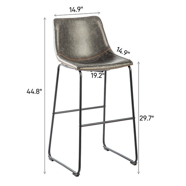 Wide Modern Faux Leather Counter Stool with Metal Legs(Set of 2)