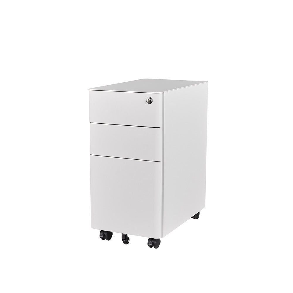 MARLO 3 Drawer Slim Mobile Cabinet - White