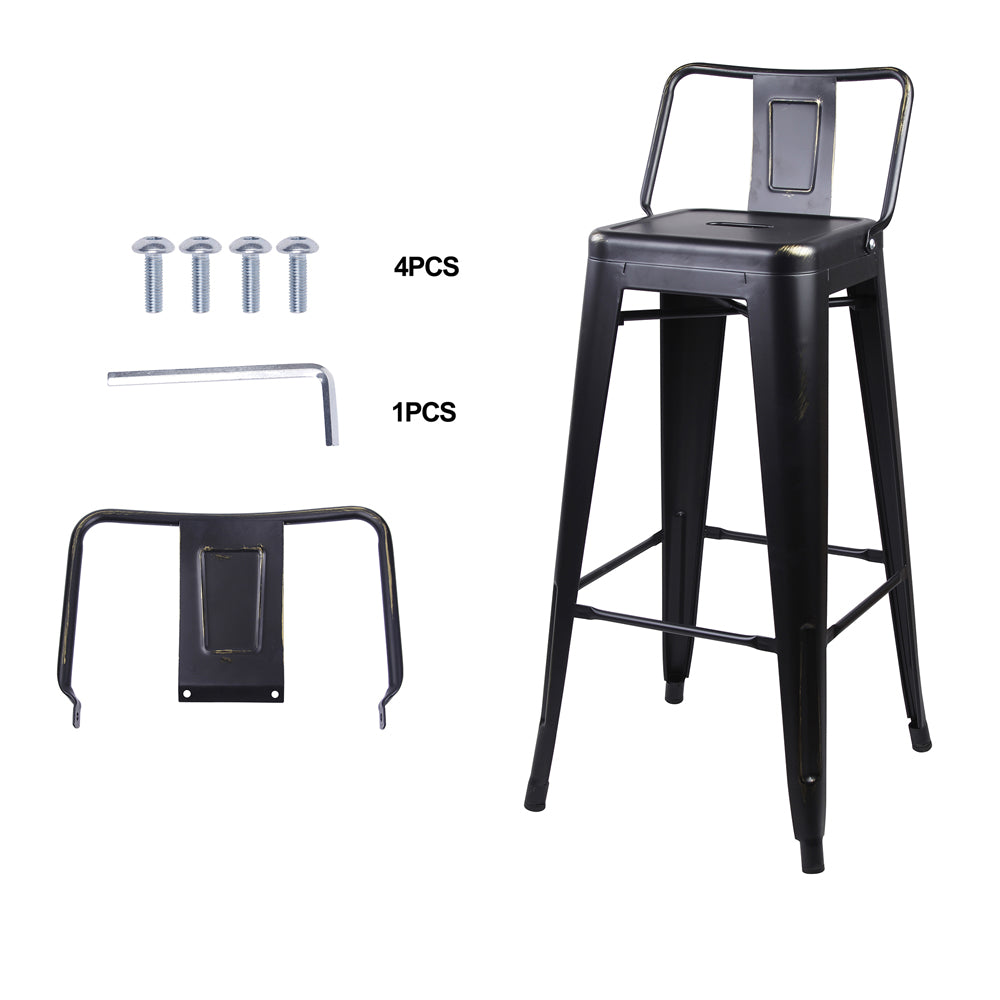 GIA Design Group 24 Inch Counter Height Low Back Metal Stool， Black