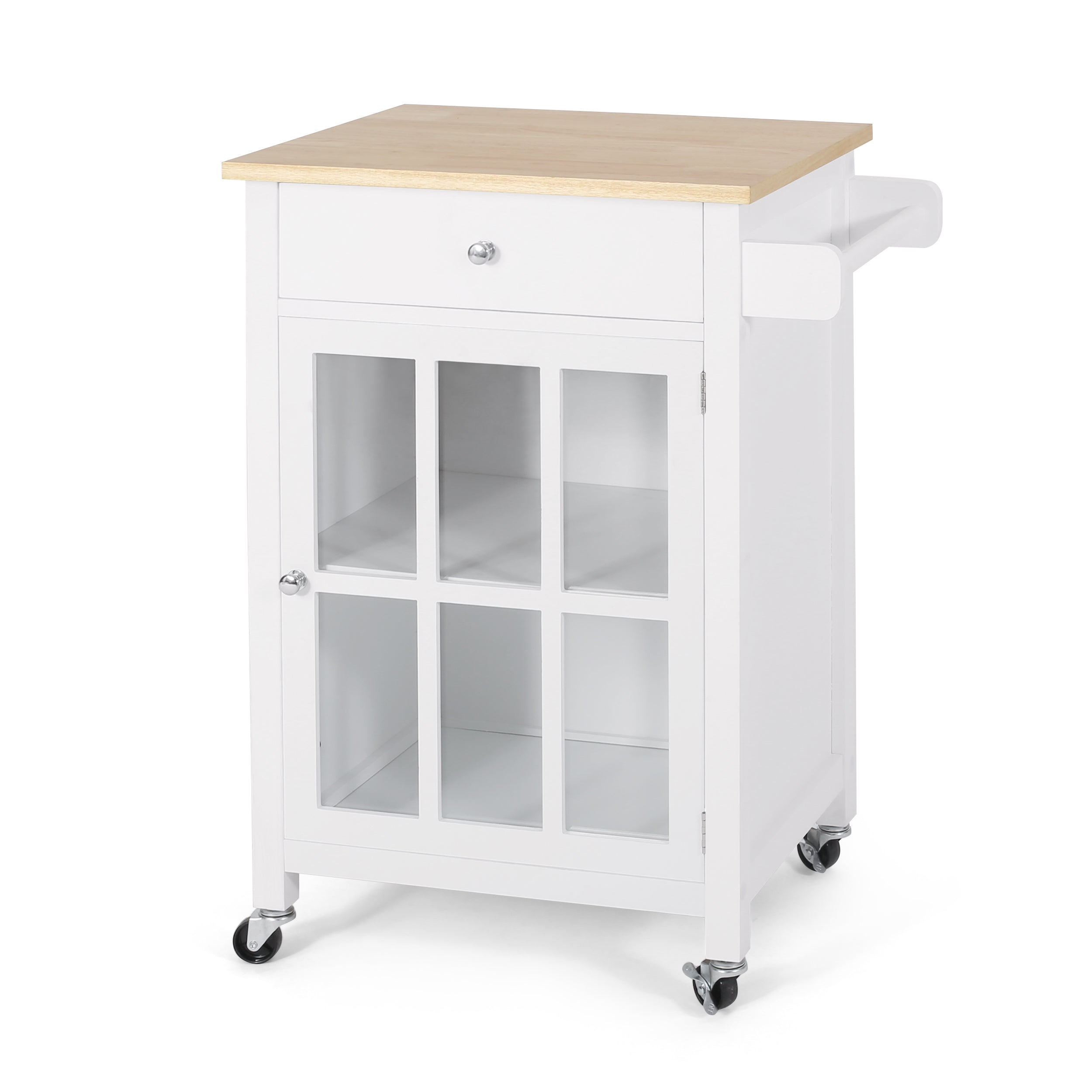 Medway Contemporary Glass Paneled Kitchen Cart