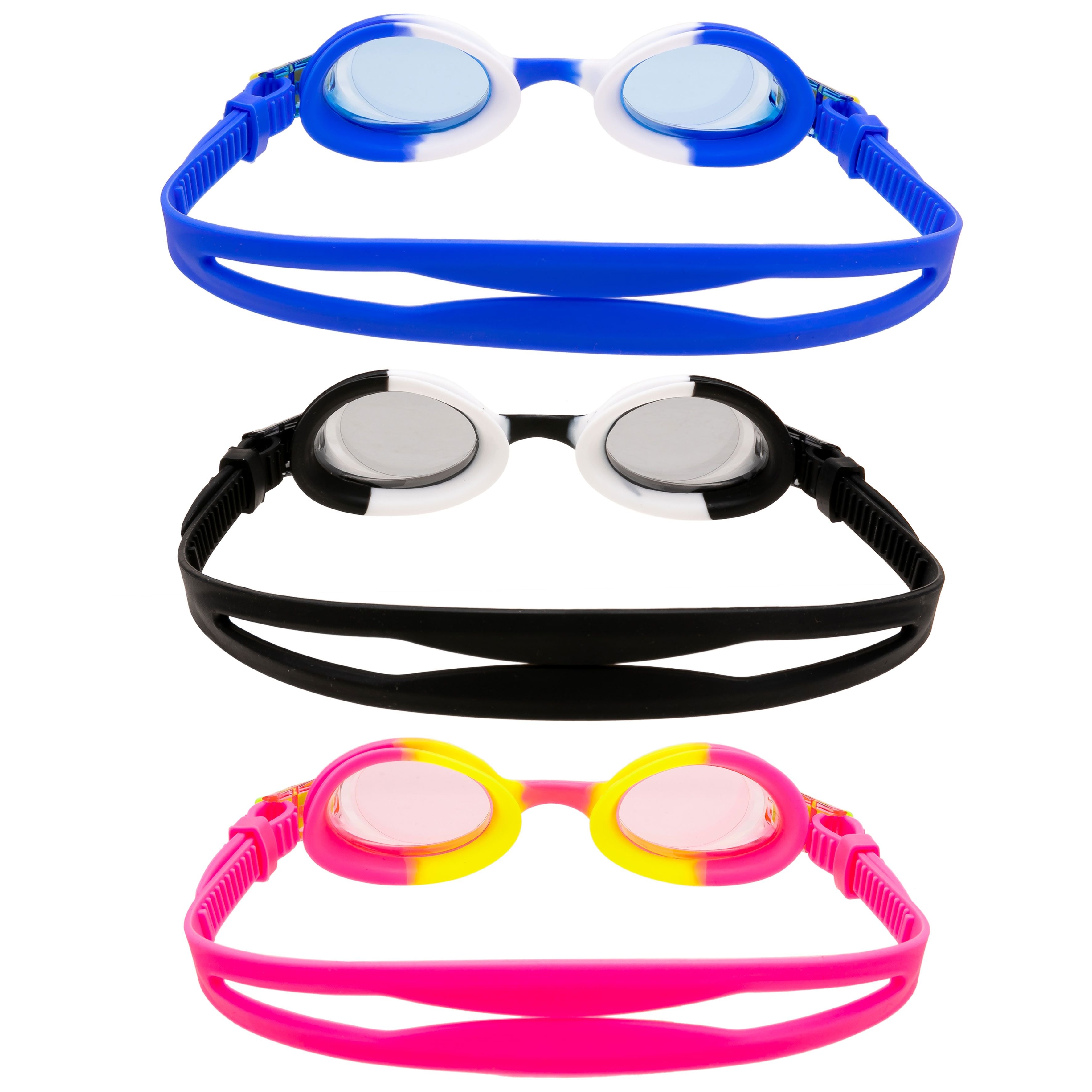 Clearance - Kids Swim Goggle (Blue, Black & Pink), 3 Pack