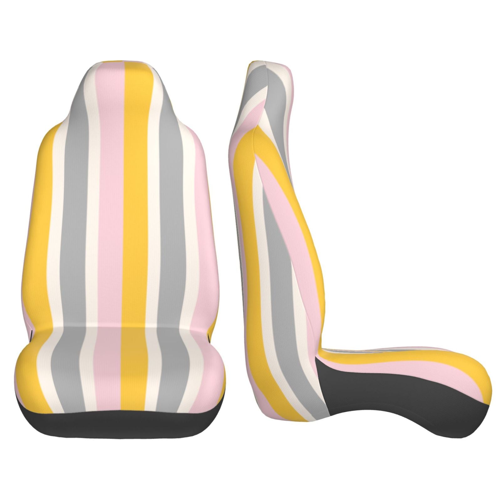 TEQUAN Front Seat Covers， Abstraction Geometric Stripes Pattern 2 Piece Car Seat Cover Fit Most Car SUV Truck Van