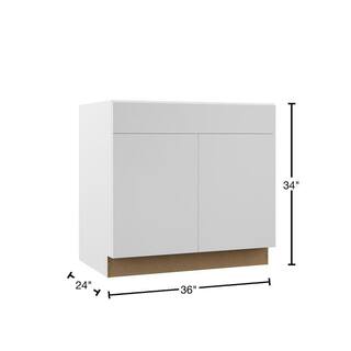 Hampton Bay Designer Series Edgeley Assembled 36x34.5x23.75 in. Base Kitchen Cabinet in White B36-EDWH