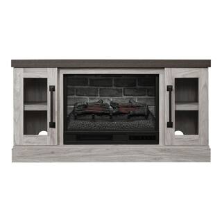 StyleWell Spruce Hallow 48 in. Freestanding Electric Fireplace TV Stand in Medium Gray Ash with Charcoal Top HDFP48-55E