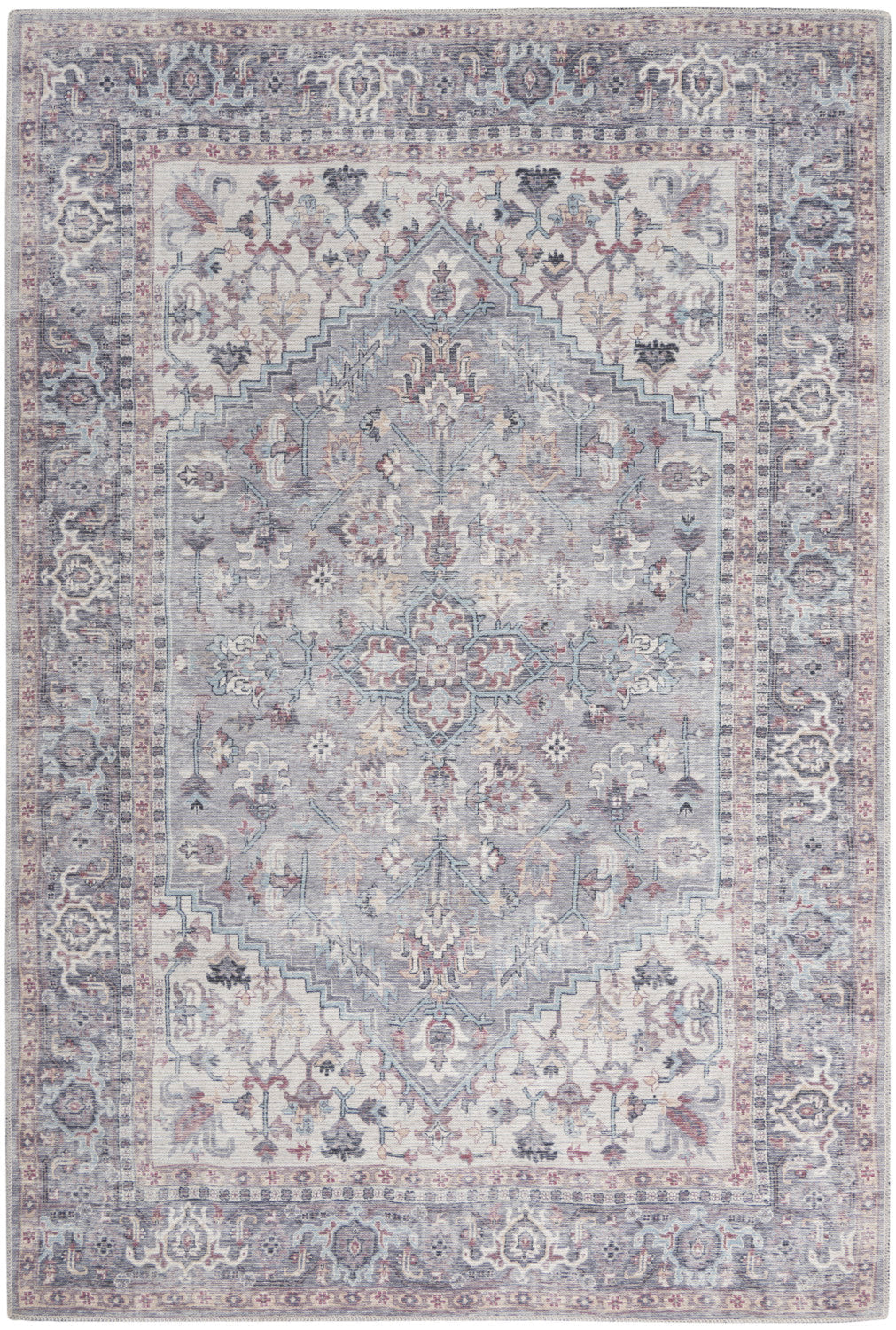 Machine Washable Series Grey Vintage Rug