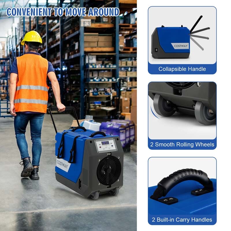 Canada Only - 180 PPD Portable Commercial Dehumidifier with Pump & 24.6 Ft Drain Hose