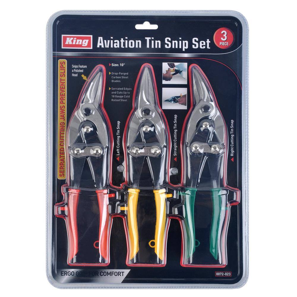 KING Straight-Cut Left-Cut and Right-Cut Aviation Tin Snip Set (3-Pieces) 0072-0