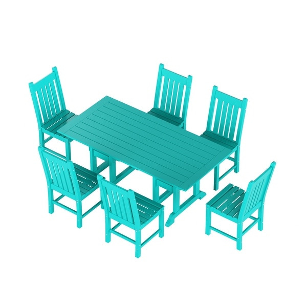 Polytrends Laguna Hdpe All Weather Outdoor Patio Dining Set with Rectangular Table，Armless Dining Chairs (7Piece Set)