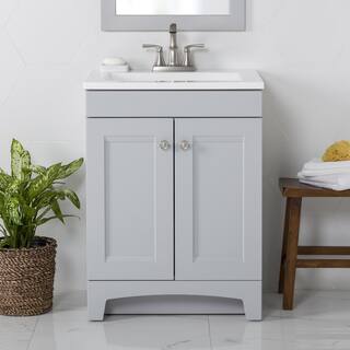 Glacier Bay Delridge 24.2 in. W x 18.8 in. D x 32.8 in. H Freestanding Bath Vanity in Pearl Gray with White Cultured Marble Top DR24P2-PG