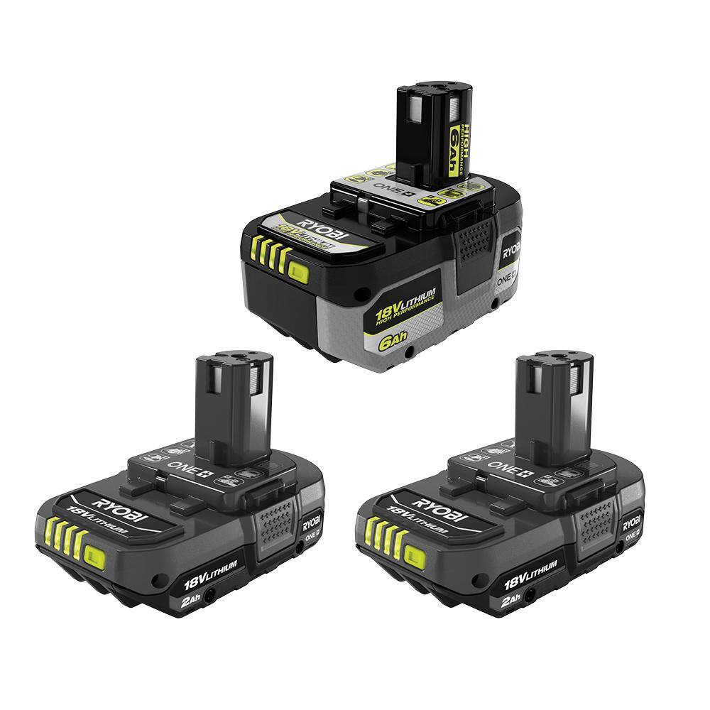 RYOBI ONE+ 18V 6.0 Ah Lithium-Ion HIGH PERFORMANCE Battery and 2.0 Ah Compact Battery (2-Pack) PBP007- PBP2006