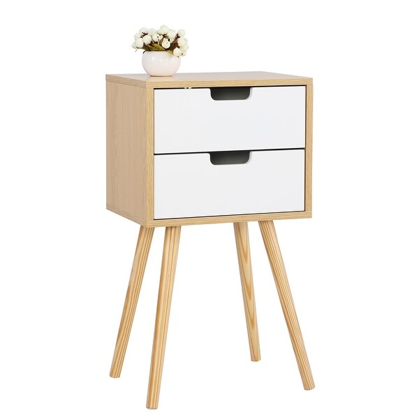 Bedroom Storage Nightstand Shelf with 2 Drawers - - 36298280