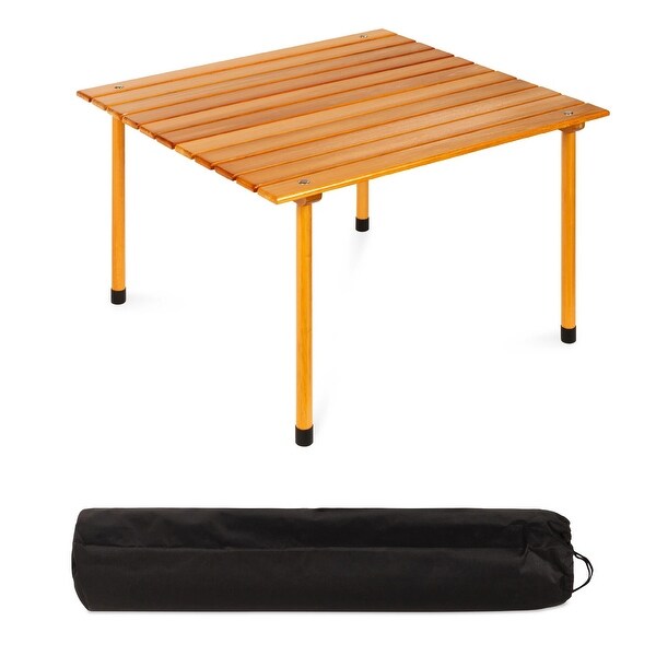 Foldable Indoor Outdoor Wooden Table w/ Carrying Case