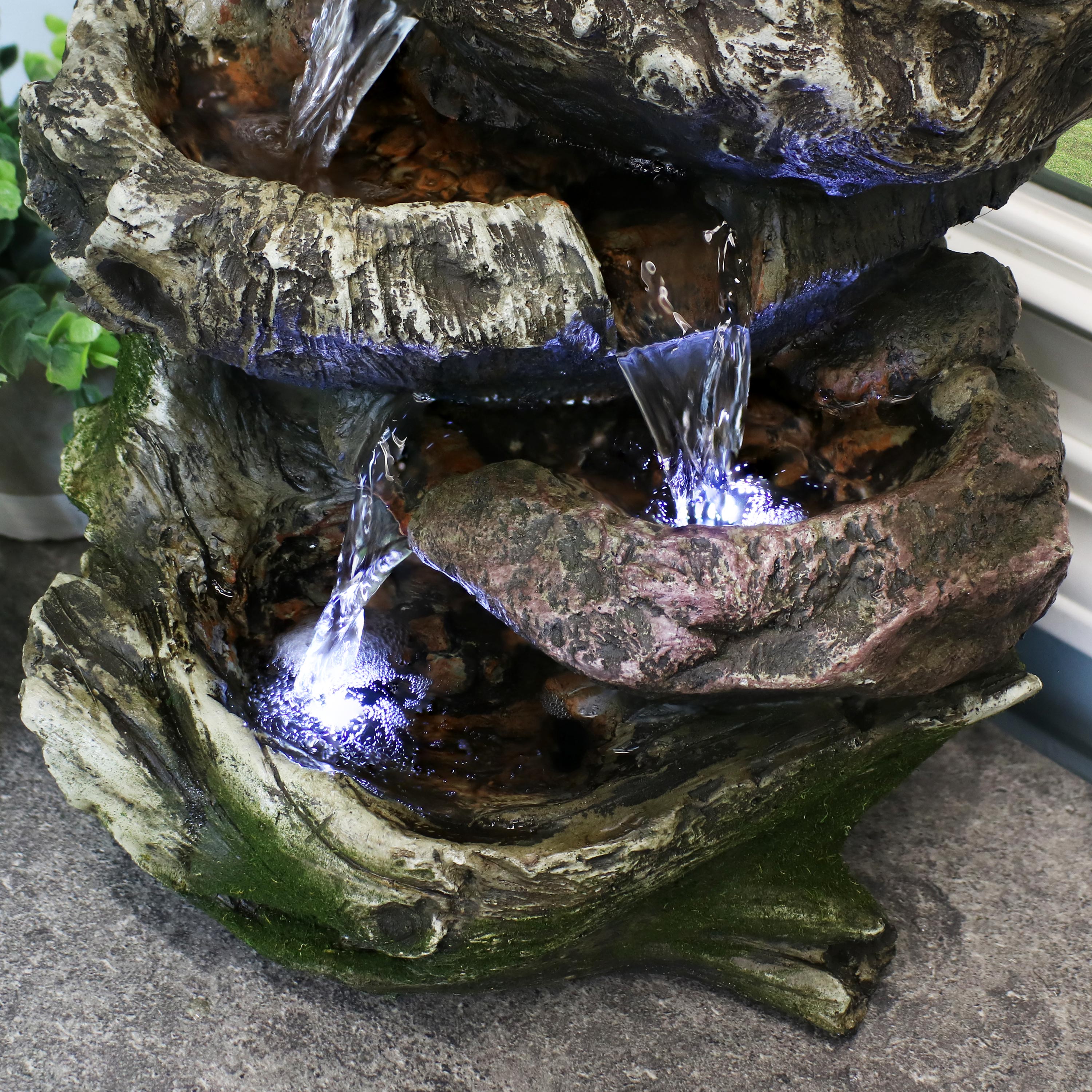 Sunnydaze Indoor Decorative Calming 5-Step Rock Falls Waterfall Tabletop Water Fountain with LED Lights - 14