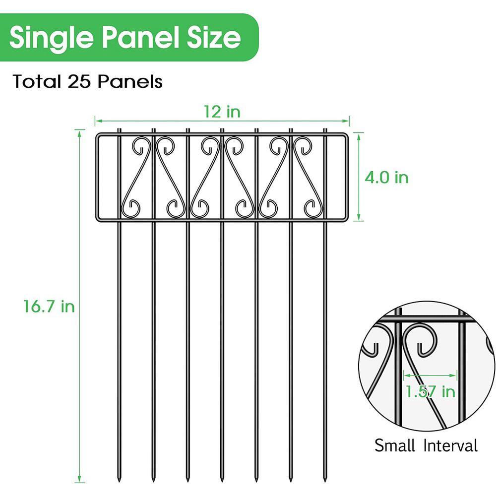 Oumilen 16.7 in. H x 27 ft. L Rustproof Metal Garden Fence Barrier Fence T Shaped (25-Pack) LT-K278