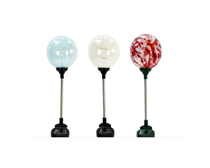 Alpine Solar Splatter Glass Ball LED Stake -Assorted HTO172ABB