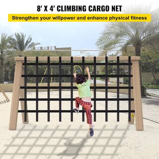 VEVOR Playground Climbing Cargo Net 8 x 4 ft. Safety Net with Polyester Material Rope Ladder for Kids Black PPWHSBDDWC8X4NV4TV0