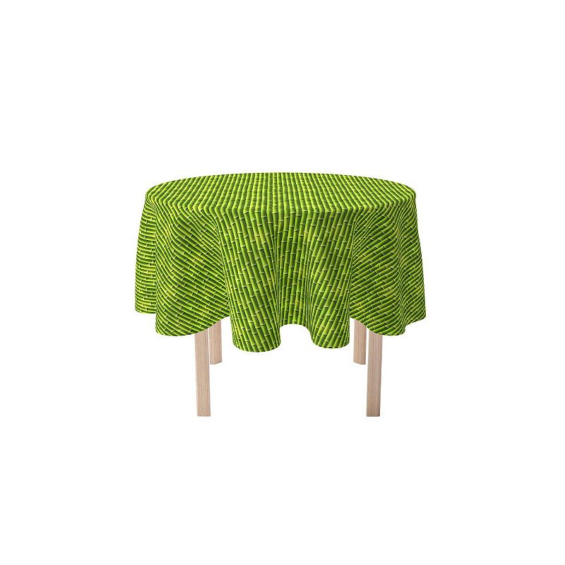 Round Tablecloth， 100% Polyester， 90 Round， Green Bam boo Sticks