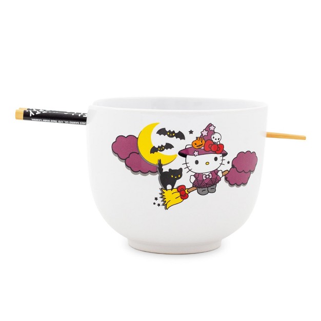 Silver Buffalo Sanrio Hello Kitty Witch 20 ounce Ceramic Ramen Bowl And Chopstick Set