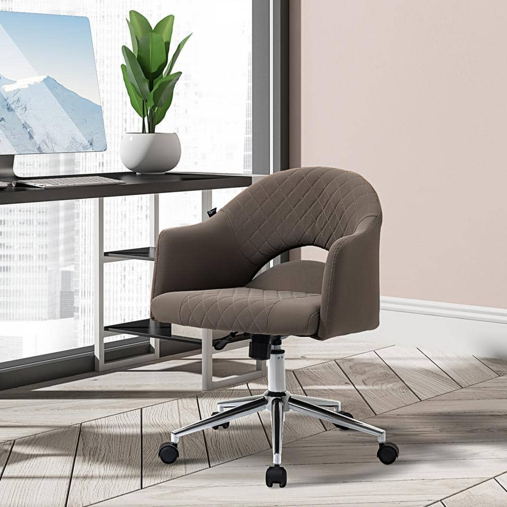 Vinsetto Brown Nylon Office Chair, Computer Desk Chair with Adjustable Height and Padded Seat 921-461BN