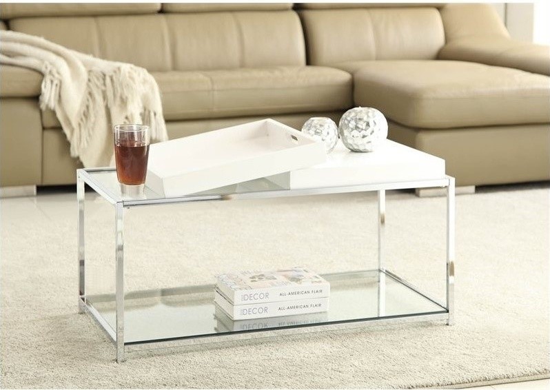 Pemberly Row Glass Coffee Table in White   Contemporary   Coffee Tables   by Homesquare  Houzz