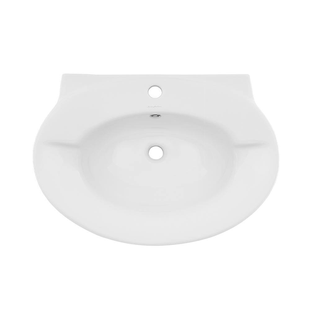 Swiss Madison Plaisir Rounded Pedestal Sink in Glossy White SM-PS309