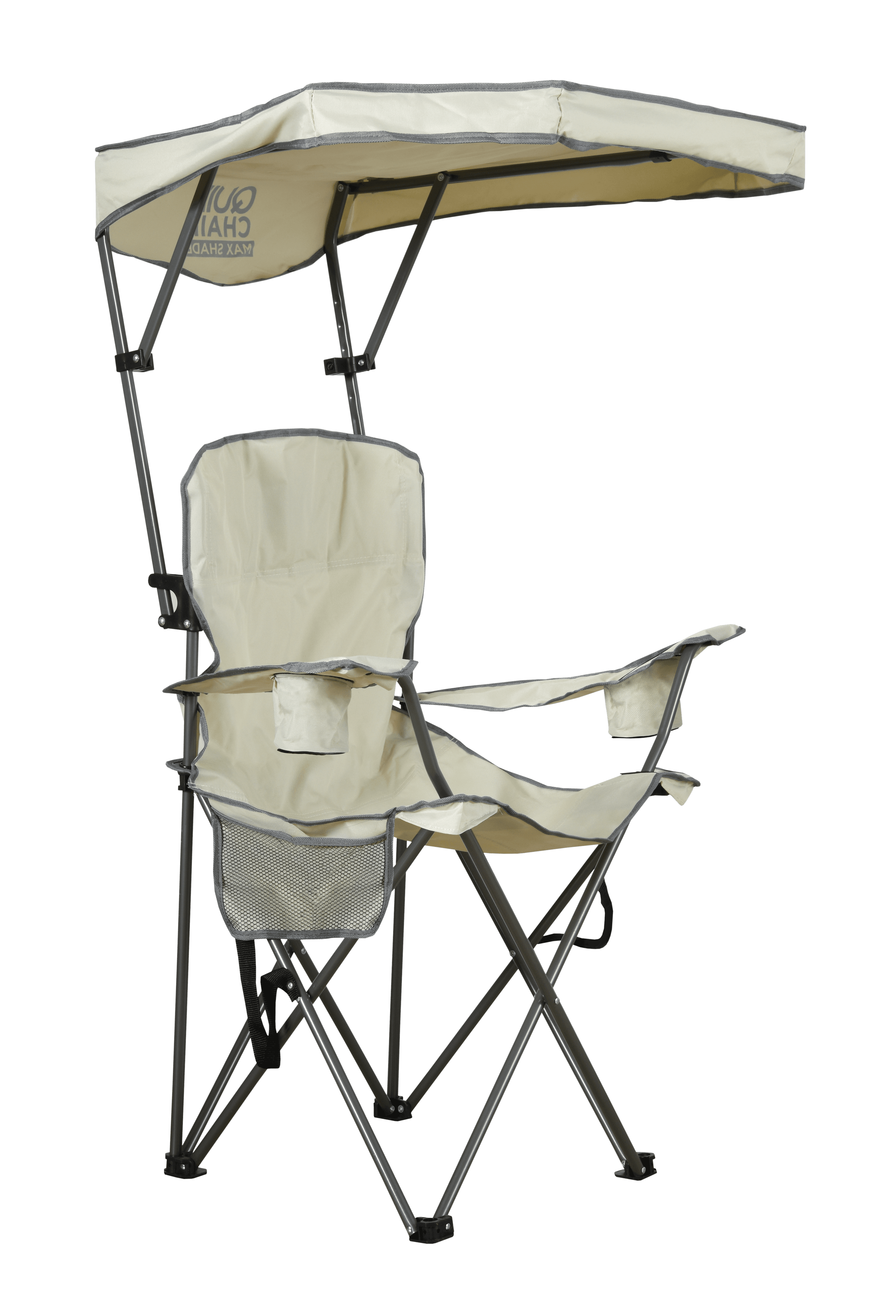 Quik Chair Max Shade Adjustable Folding Camp Chair - Khaki/Gray