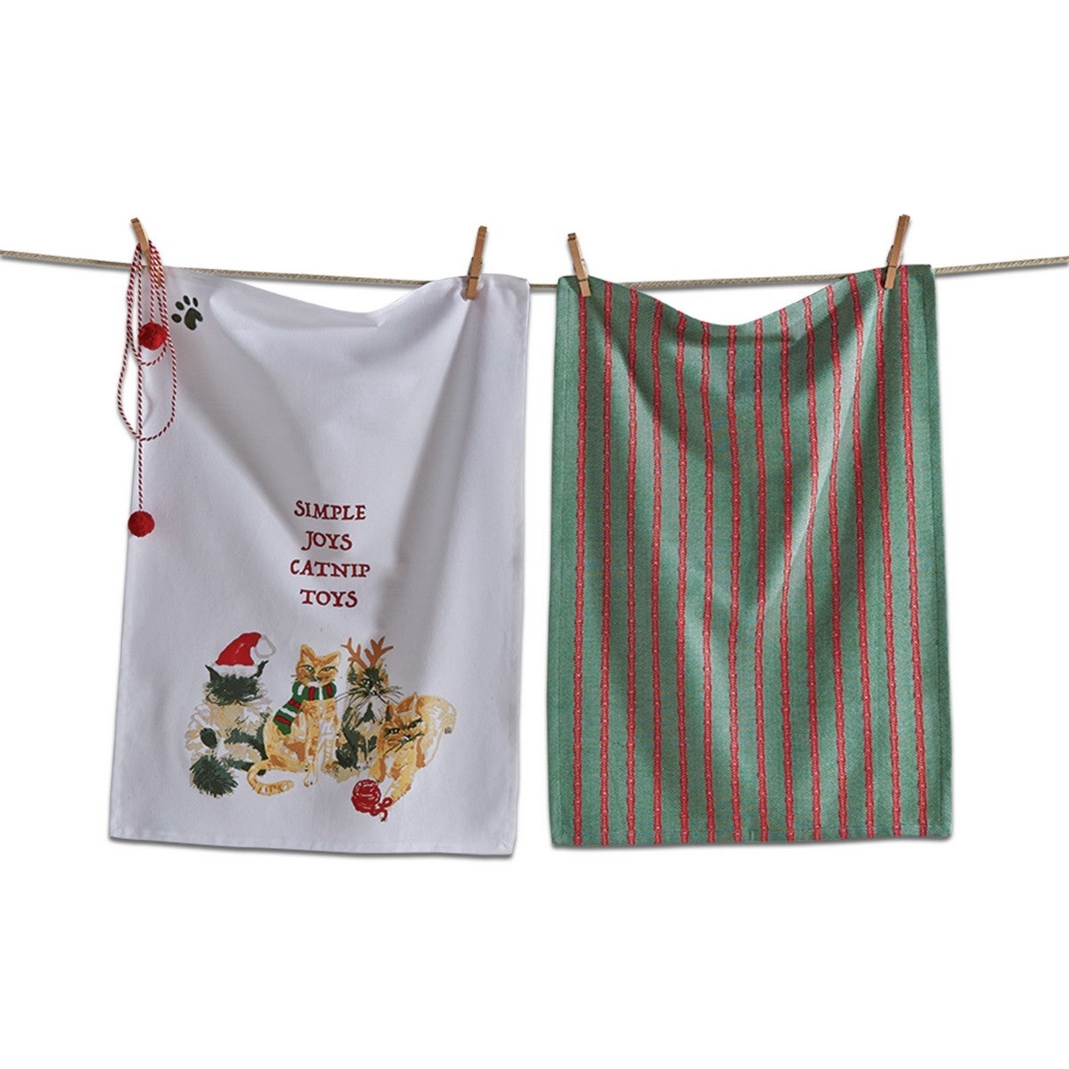 Holiday Cats Flour Sack Dishtowel Set Of 2