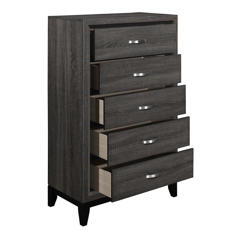 Lexicon Davi 31-inch 5 Dovetail Drawers Modern Wood Chest in Gray