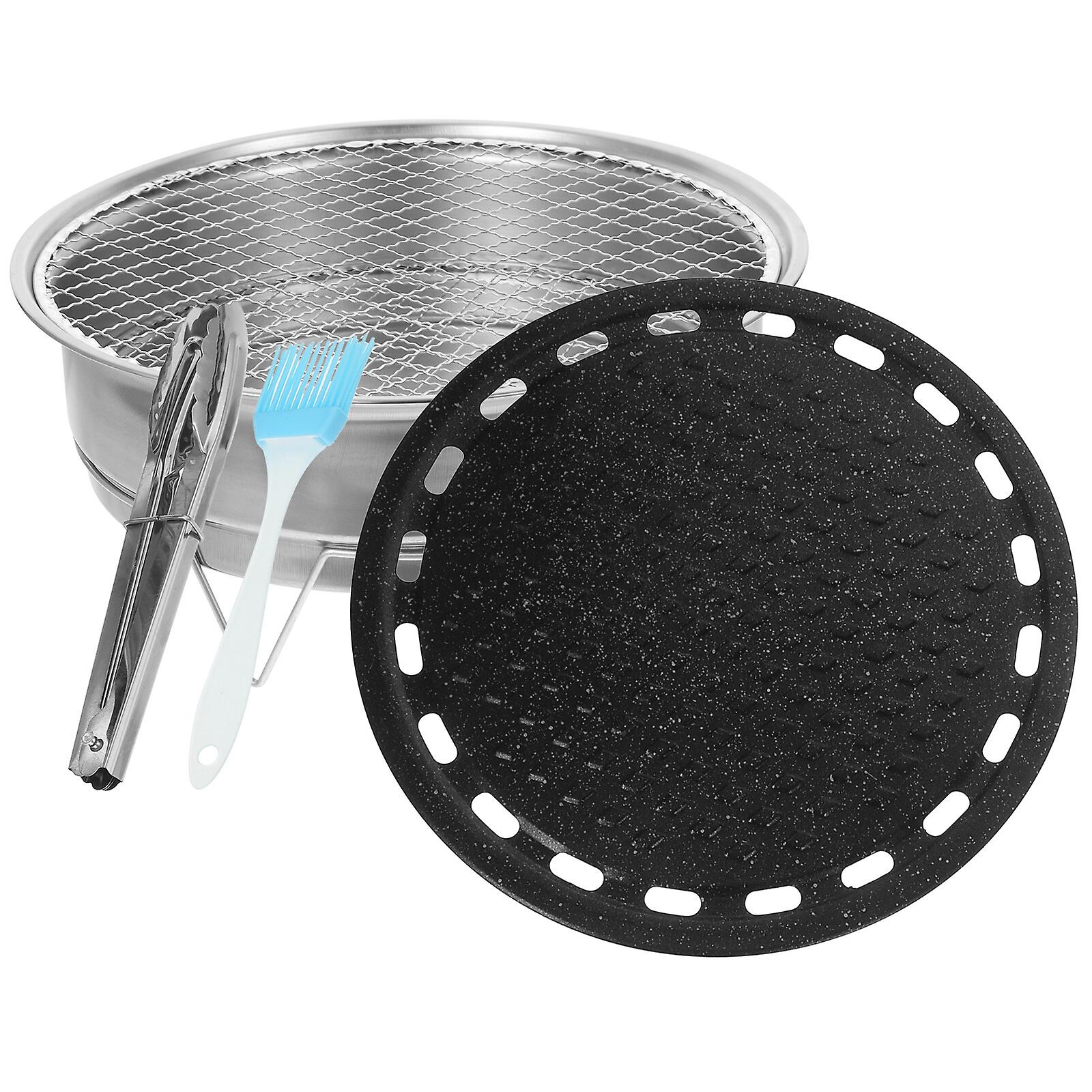 1 Set Of Charcoal Grill Barbecue Camping Grill Portable Grill Bbq Grill With Mesh Tong Brush