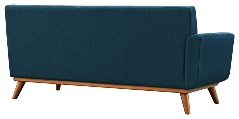 Modway Engage Right Arm Upholstered Fabric and Wood Loveseat in Azure Blue   Midcentury   Loveseats   by Homesquare  Houzz