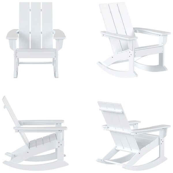 Polytrends Shoreside Modern EcoFriendly All Weather Poly Adirondack Rocking Chairs (Set of 4)