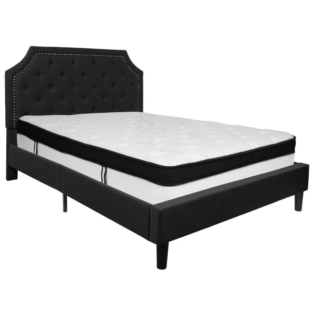 Arched Tufted Platform Bed and Memory Foam Pocket Spring Mattress