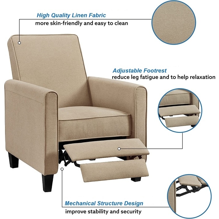 Landon Pushback Recliner Chair  Home Theater Reclining Chair with Armrest  Backrest for Small Spaces with Adjustable Footrest